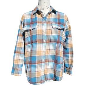 Old Navy Button‎ Down Boyfriend Shirt Long Sleeve Flannel Plaid Medium